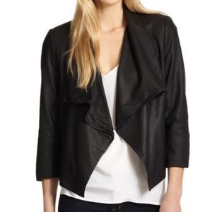 Alice and Olivia Draped Leather Jacket